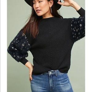 Anthropologie Faux Fur Sleeved Sweater